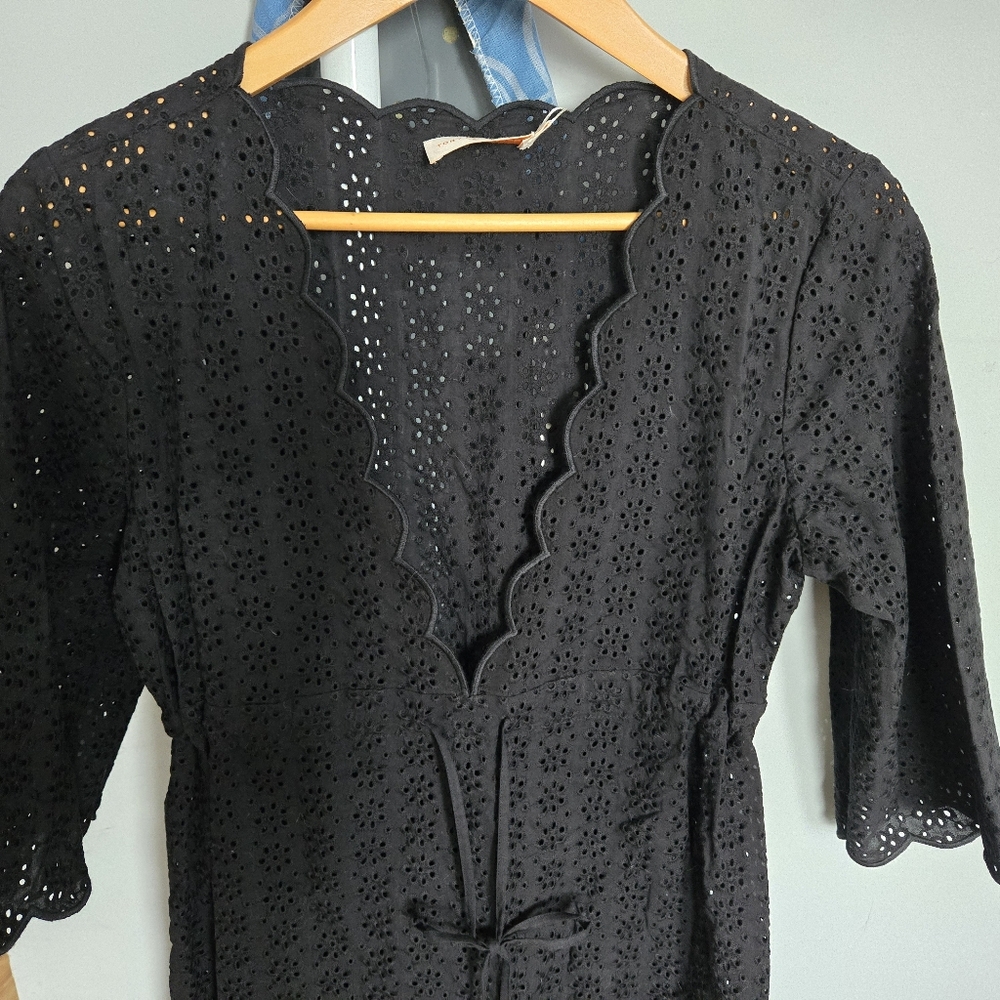 NWT Tory Burch Broderie Midi Beach Coverup, Black, Size Small